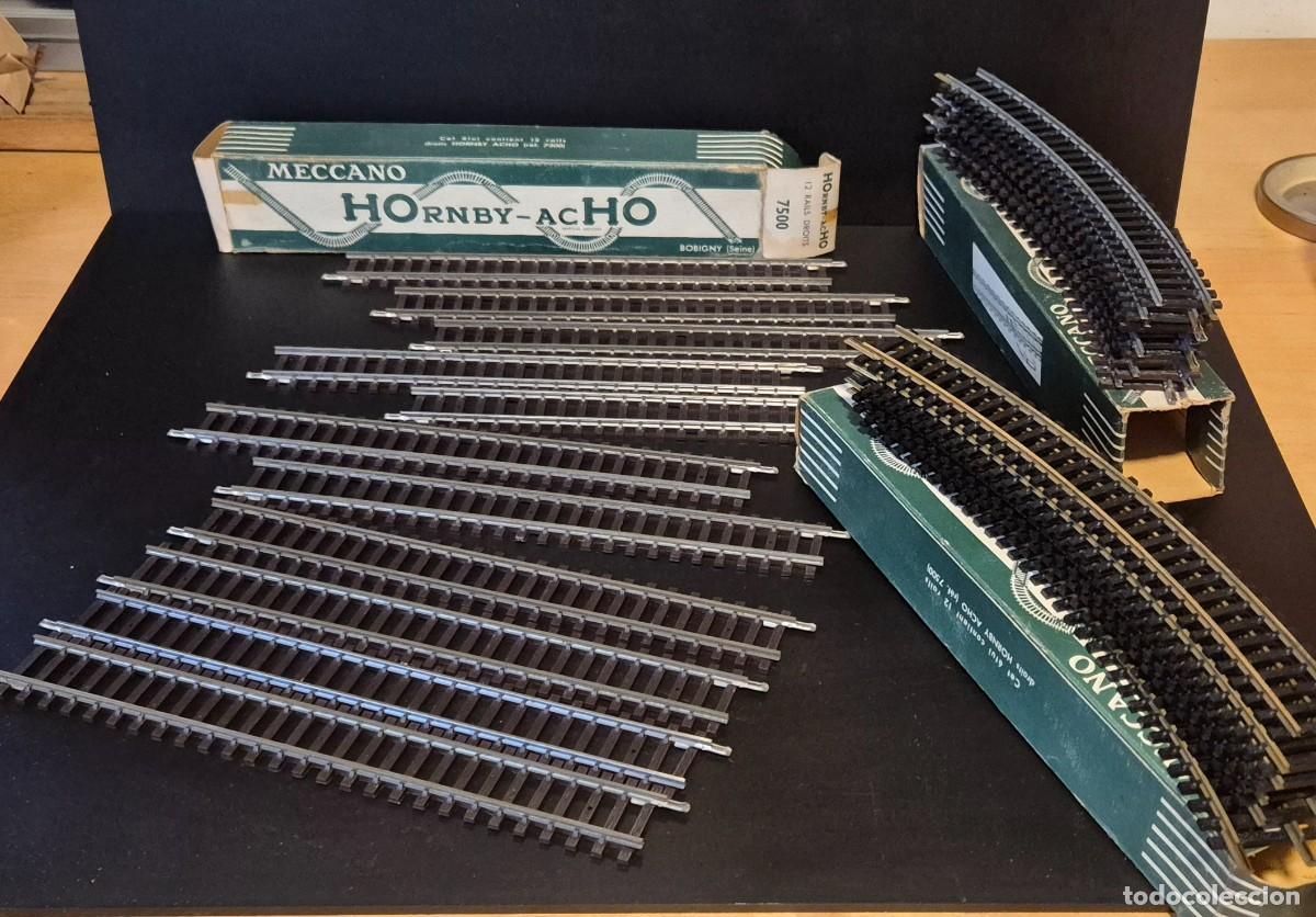 Trenes Escala: LOTE VIAS MECCANO H0 HORBY -AC HO 12 RECTAS 8 CURVAS + 7 CURVAS DORADAS
