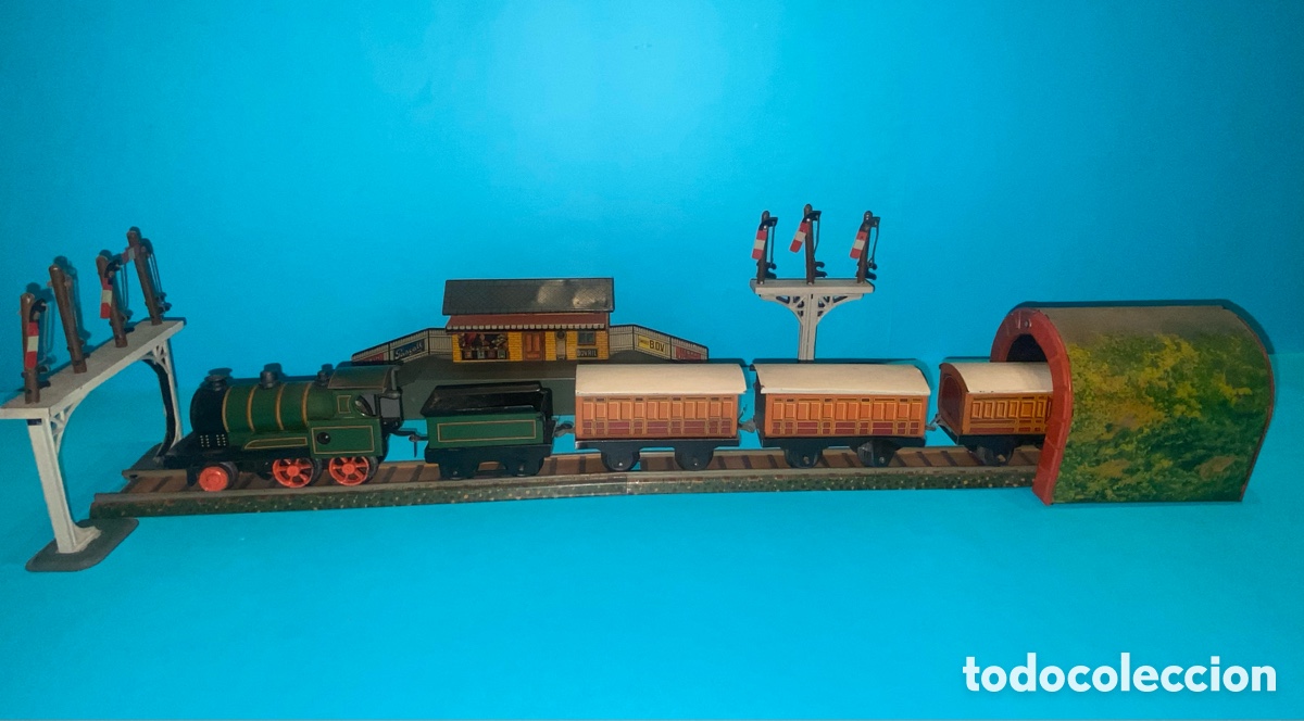 Trenes Escala: KBN-Karl Bub, conjunto de tren, con estaci&oacute;n y tunel (tipo BING, PAYA, RICO, MARKLIN)