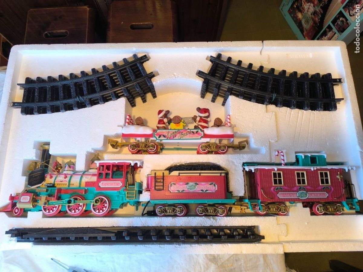 Trenes Escala: TREN GRANDE, NEW BRIGHT LOGGER BEARS EXPRES, CIRCUITO VIAS 1,80X 1,30 M, VER VIDEO CAJA 82X48X13 CM