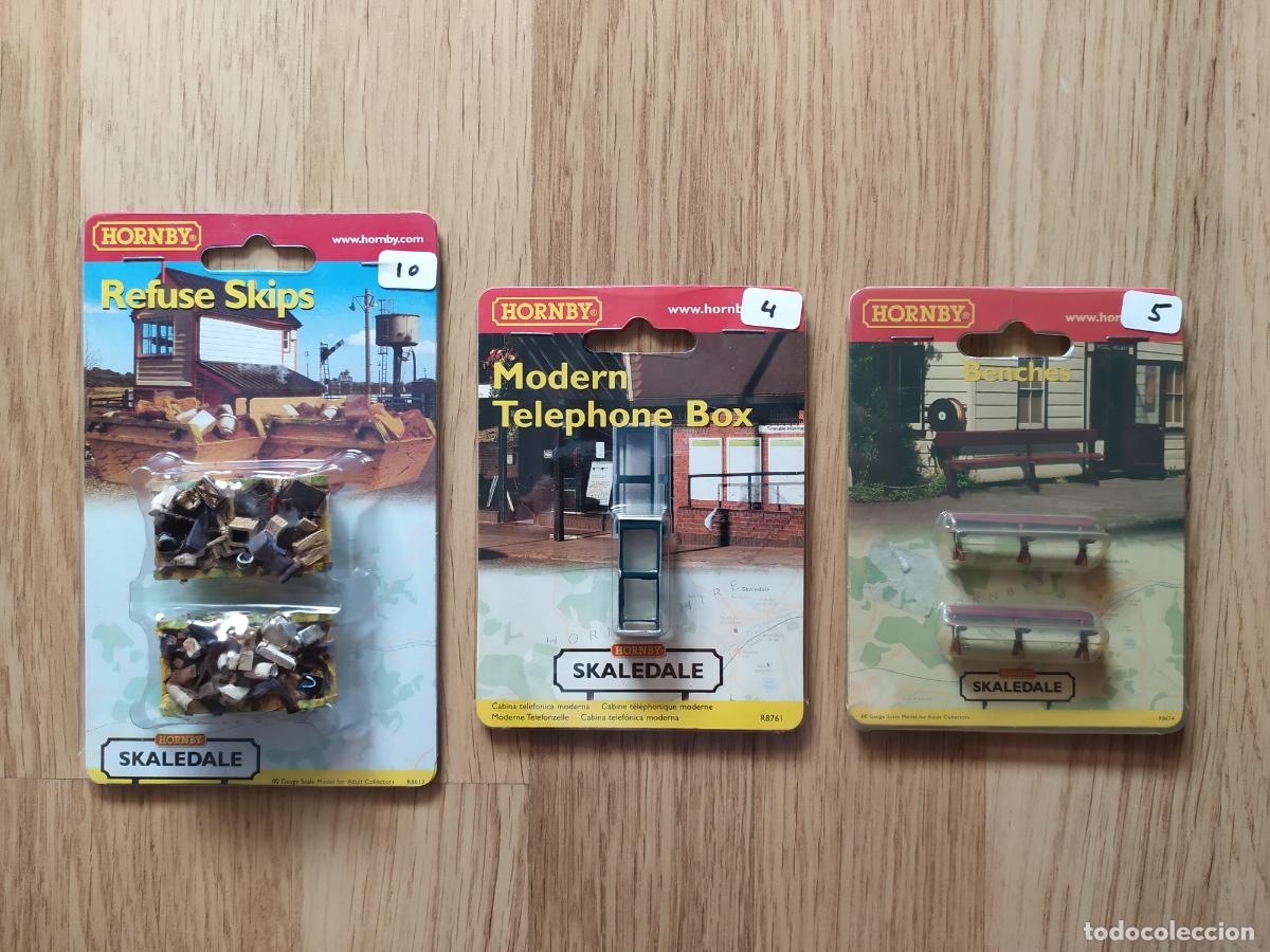 Trenes escala: HORNBY Skaledale en escala H0, lote de 3 blisters de accesorios para decoraci&oacute;n de maquetas.