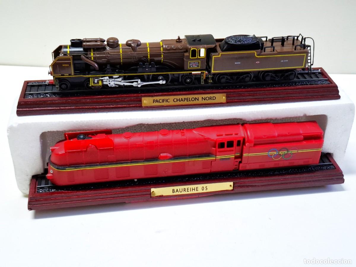 Trenes escala: DOS MAQUETAS DE TRENES DE 31.CM LARGO