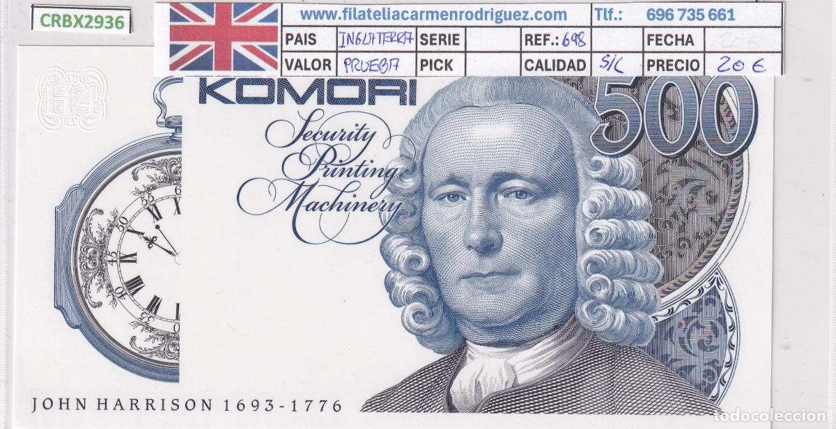 Trenes escala: CRBX2936 BILLETE INGLATERRA PRUEBA SIN CIRCULAR