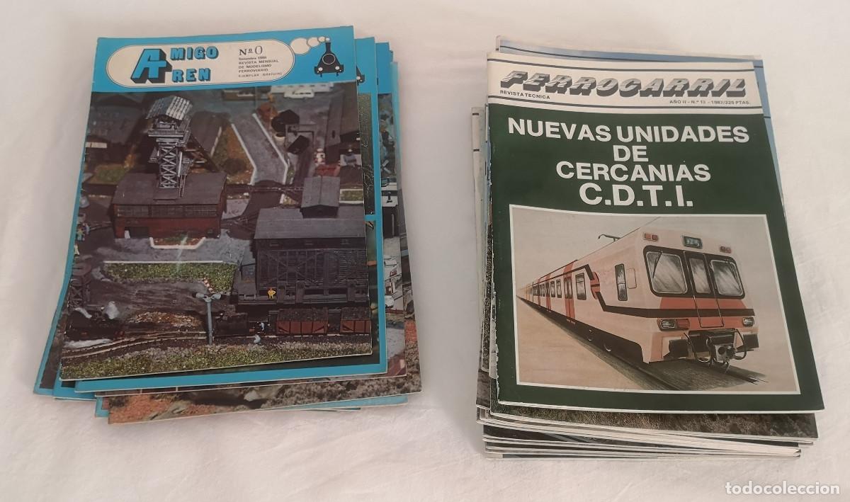 Trenes escala: LOTE REVISTAS TRENES AMIGO TREN + FERROCARRIL A&Ntilde;OS 80