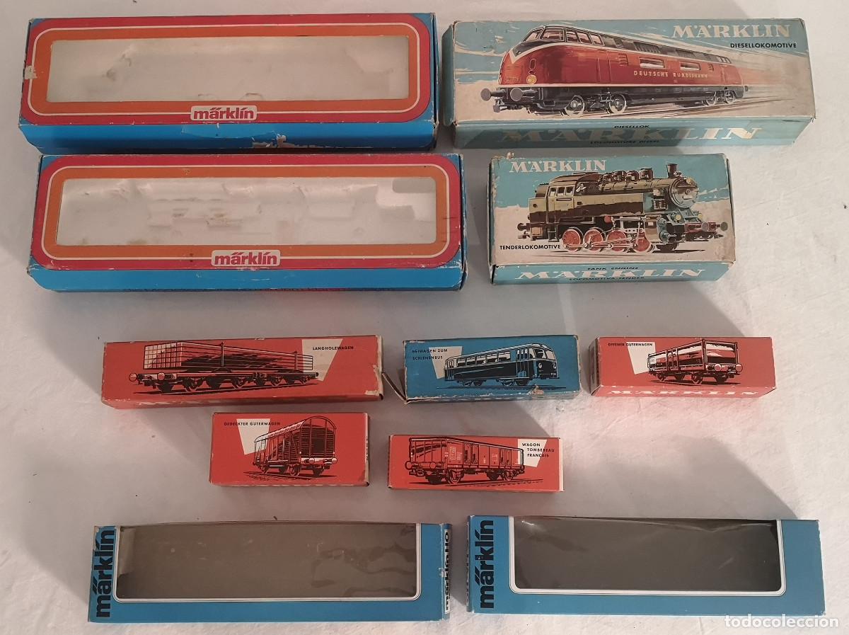 Trenes escala: M&Auml;RKLIN LOTE CAJAS VAC&Iacute;AS VAGONES + M&Aacute;QUINAS