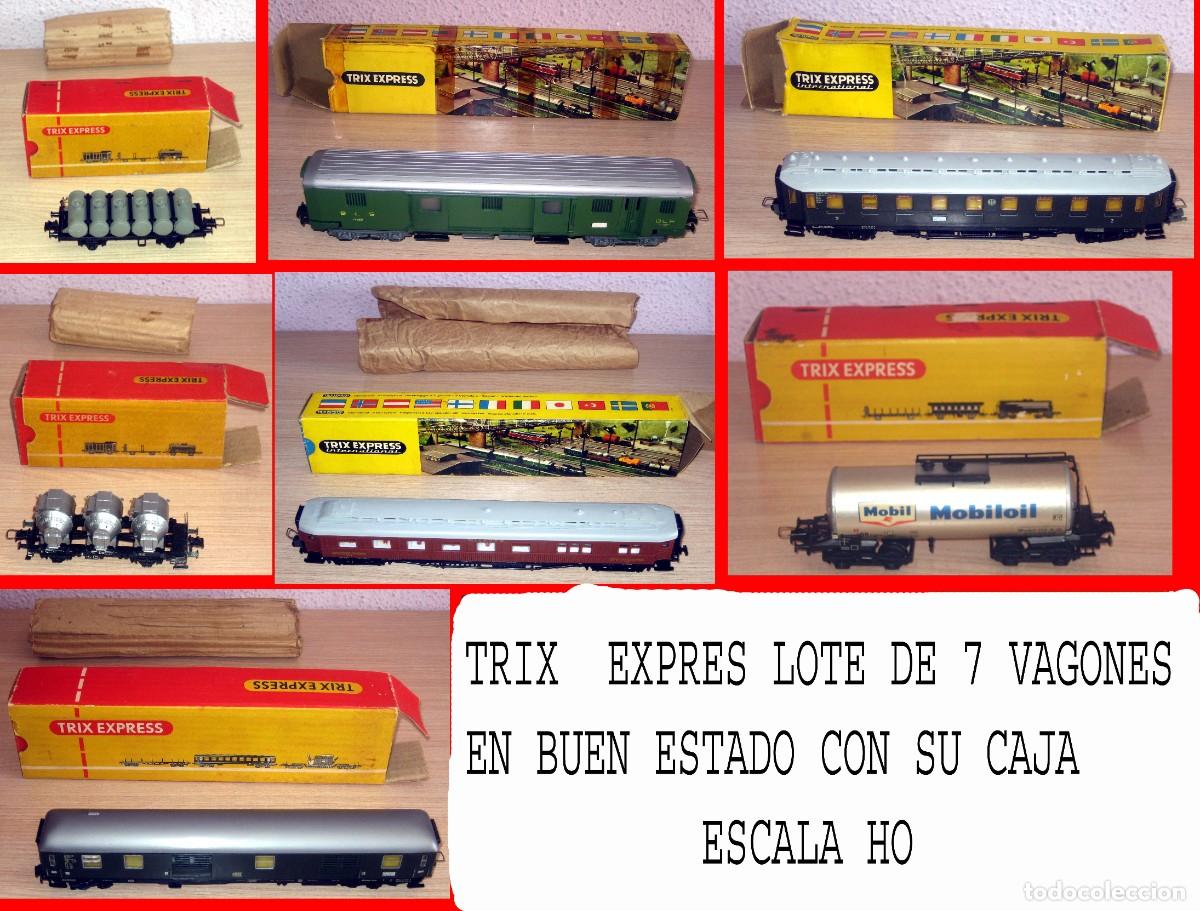 Trenes escala: TRIX EXPRESS 7 VAGONES ANTIGUOS H0 EN BUEN ESTADO CON SU CAJA