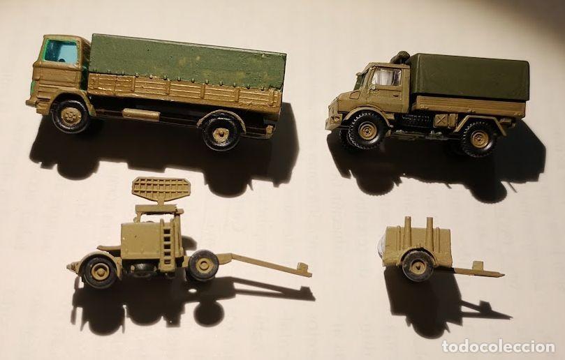 Trenes escala: Lote de VEHICULOS MILITARES (3 camiones, remolque y remolque radar) - Lote 1