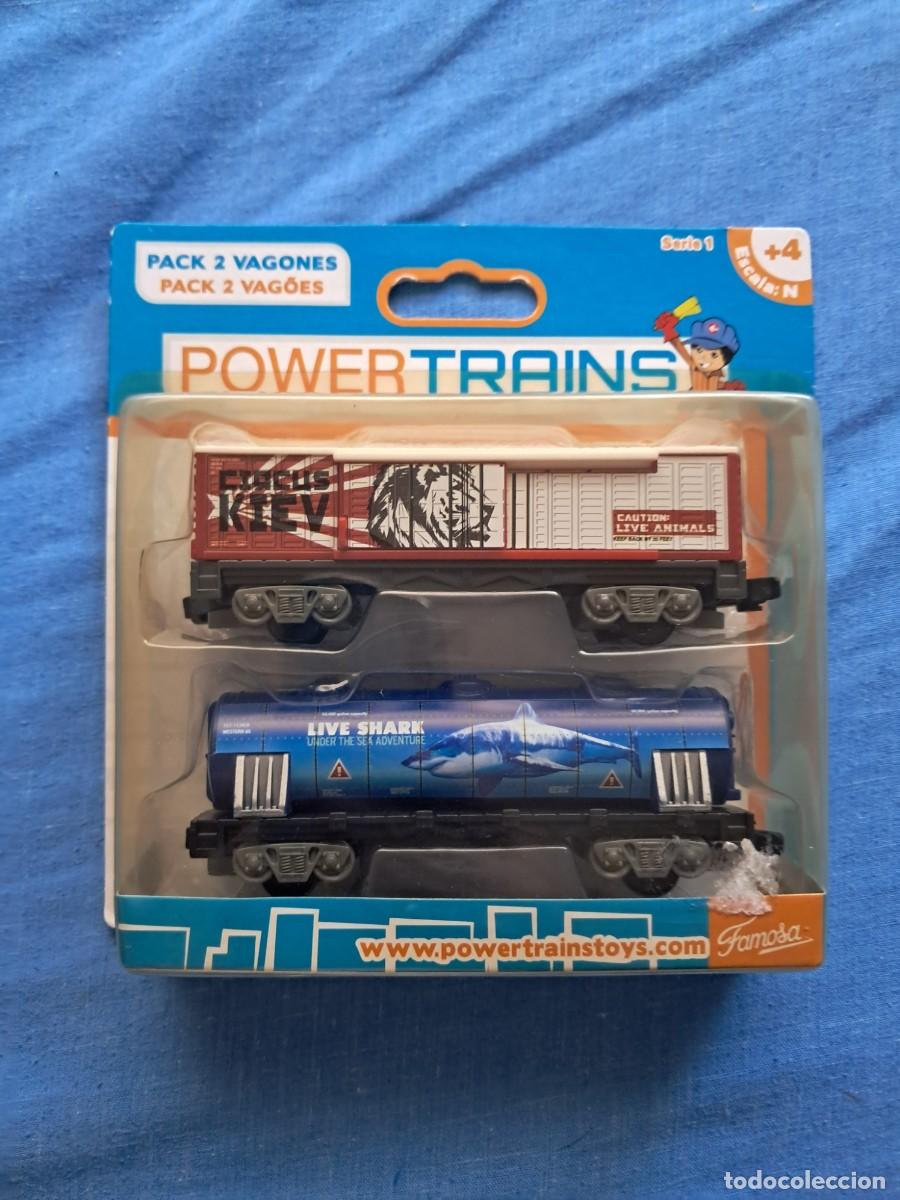 Trenes escala: PACK DE 2 VAGONES DE MERCANCIAS &rdquo;POWERTRAINS&rdquo; DE FAMOSA
