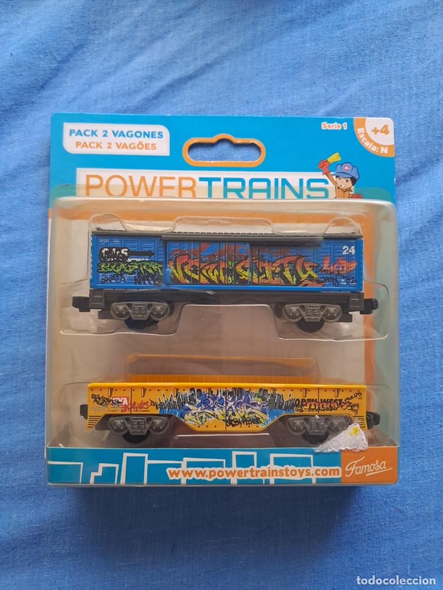 Trenes escala: PACK DE 2 VAGONES DE MERCANCIAS &rdquo;POWERTRAINS&rdquo; DE FAMOSA