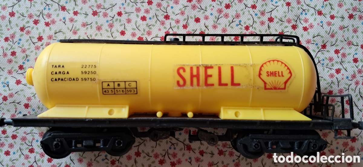 Trenes escala: Shell. Antiguo vagon cisterna de Jyesa tren electrico. Pl&aacute;stico. A&ntilde;os 80
