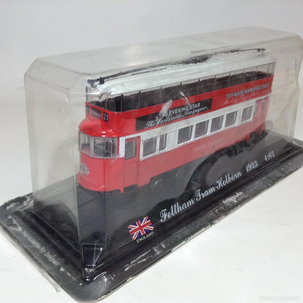 Trenes escala: TRANV&Iacute;A FELTHAM TRAM HOLBORN 1923 - ESCALA 1:87 - COLECCI&Oacute;N DEL PRADO (NUEVO EN BL&Iacute;STER)