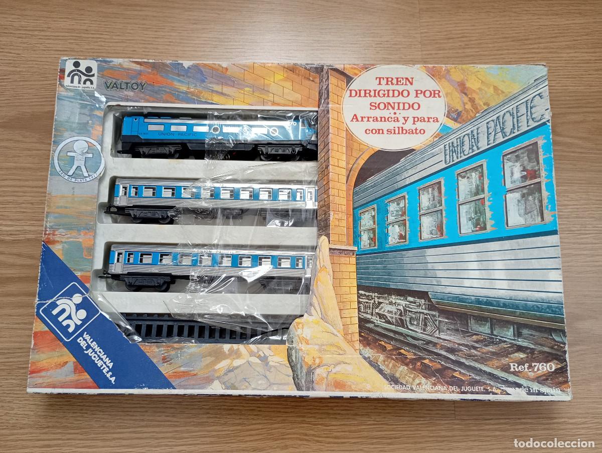 Trenes escala: TREN AZUL UNION PACIFIC DE CHAPA. VALTOY REF. 760 VALENCIANA DEL JUGUETE. DIRIGIDO POR SONIDO