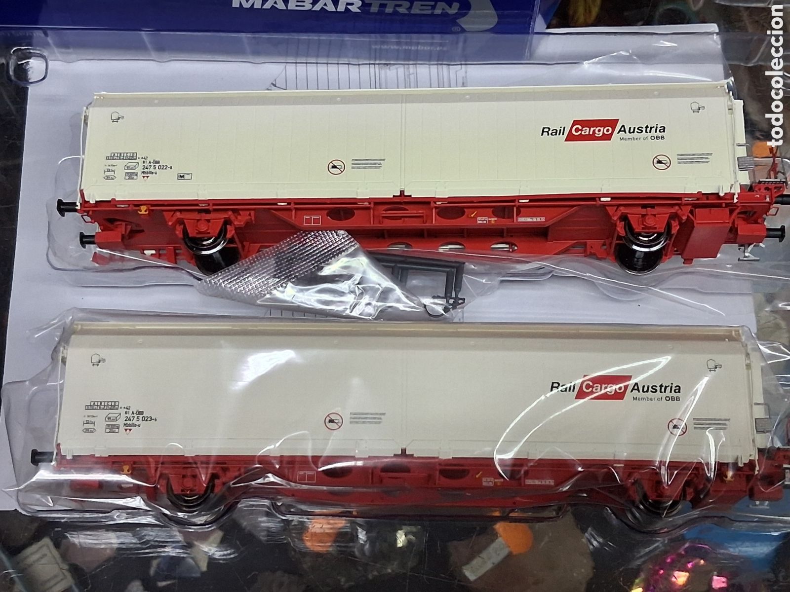 Trenes escala: Ho mabar 87513 set 2 vagones cargo hbbills obb