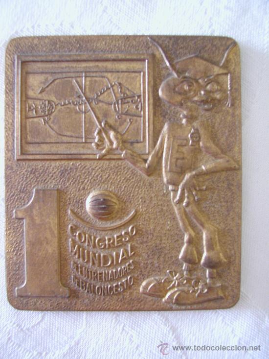 Trofeos y medallas: TENERIFE PLACA DEL 1&ordm; CONGRESO MUNDIAL DE ENTRENADORES DE BALONCESTO 1977