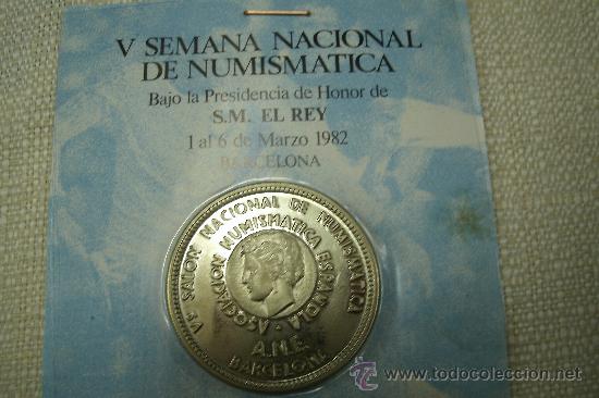 Trofeos y medallas: V SEMANA NACIONAL DE NUMISM&Aacute;TICA - A.N.E. BARCELONA - A&Ntilde;O 1982 - Foto 2