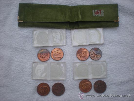Trofeos y medallas: 8 MONEDAS I CENTENARIO UGT 1888-1988 EN - Foto 1