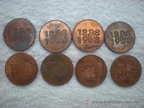 Trofeos y medallas: 8 MONEDAS I CENTENARIO UGT 1888-1988 EN - Foto 3