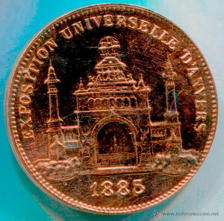 Trofeos y medallas: Medalla de la Exposici&oacute;n Universal de Amberes de 1885. 32mm. - Foto 1