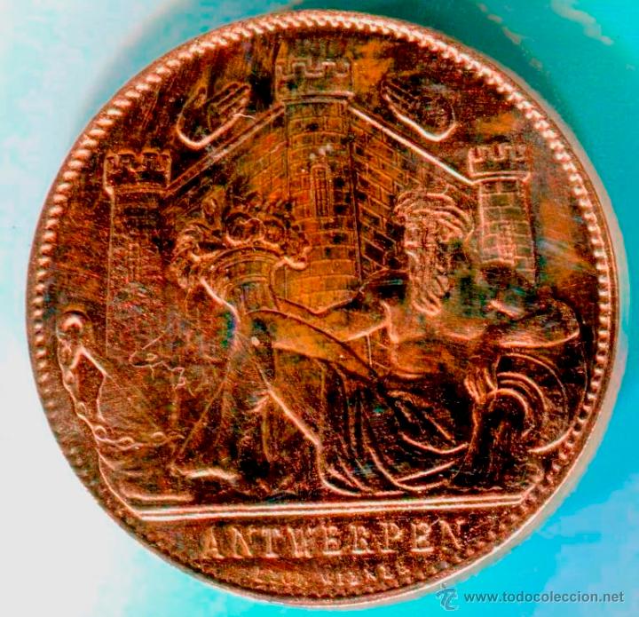 Trofeos y medallas: Medalla de la Exposici&oacute;n Universal de Amberes de 1885. 32mm. - Foto 2