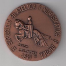 Trofeos y medallas: MEDALLA DEDICADA A RAMÓN BERENGUER IV EN LA XI EXPOSICIÓ FILATÉLICA I NUMISMÁTICA DE RIPOLL (MD1128)