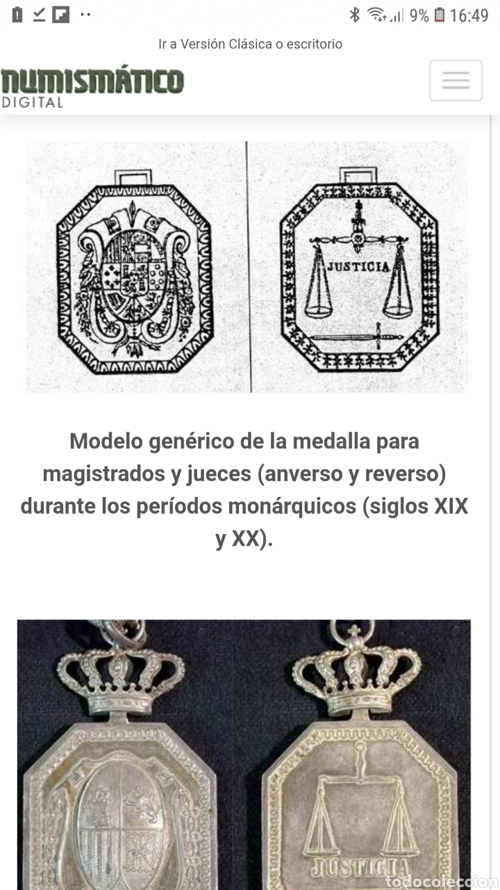 Trofeos y medallas: Medalla de juez epoca Isabel II - Foto 3