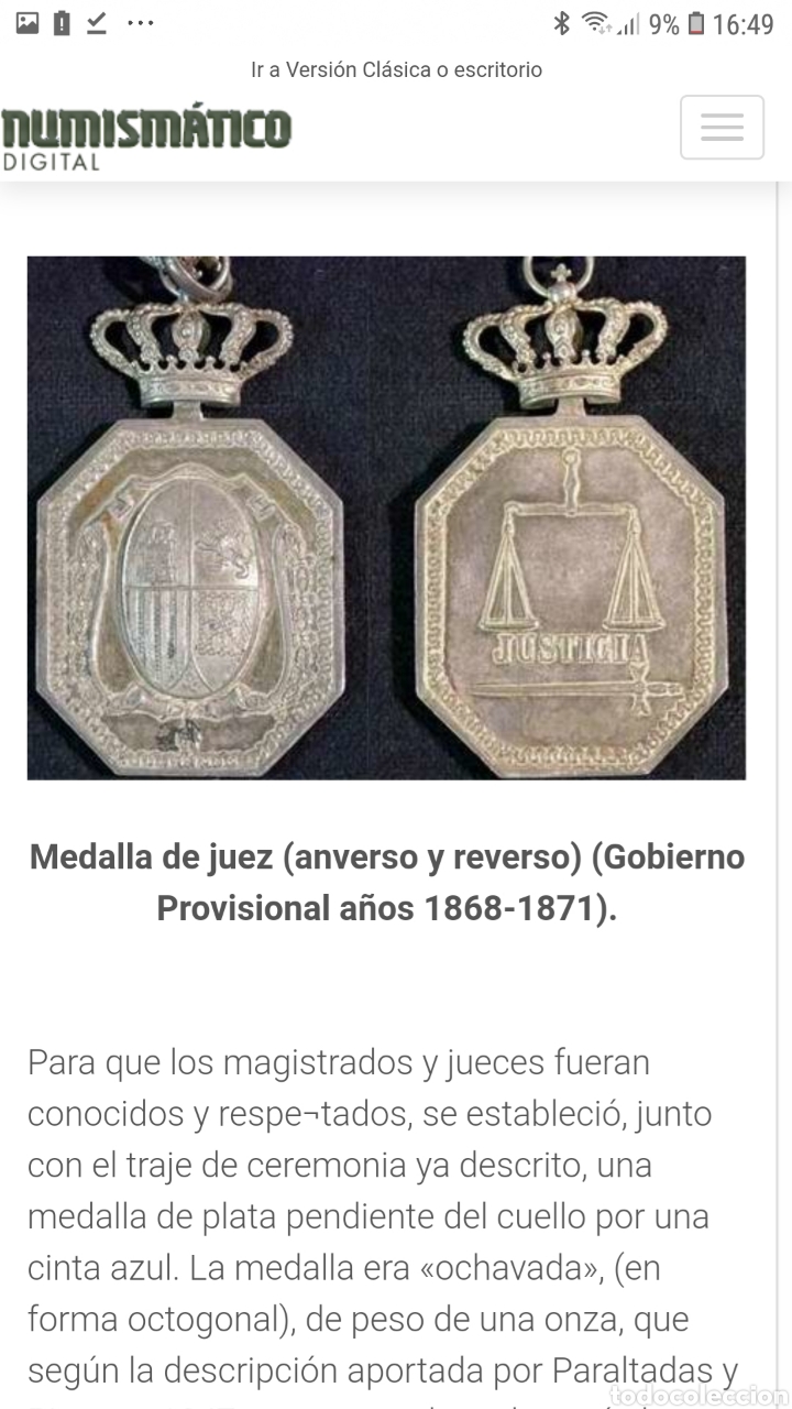 Trofeos y medallas: Medalla de juez epoca Isabel II - Foto 4