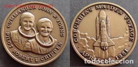 Trofeos y medallas: MEDALLA GRANDE VIAJE ESPACIAL COLUMBIA 1981. CONMEMORATIVA BRONCE . - Foto 1 - 189936098