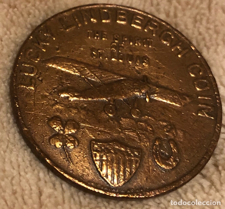 Trofeos y medallas: MEDALLA LUCKY LINDBERGH 1927 - Foto 2