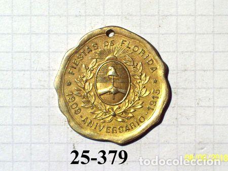 Trof&eacute;us e medalhas: medalla fiestas de florida aniversario 1909 1913 106 gr 30