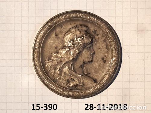 Trofeos y medallas: medalla rosario 1909 edificios para escuelas 92gr 60mm - Foto 1