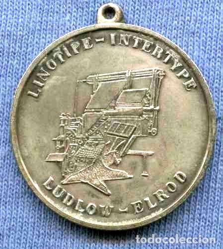 Trofeos y medallas: medalla linotipe intertype ludlow elrod allegretta sa - Foto 1