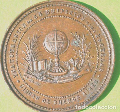 Trofeos y medallas: antigua medalla inaugurac 54 edificios escuelas 1886 bs as - Foto 1