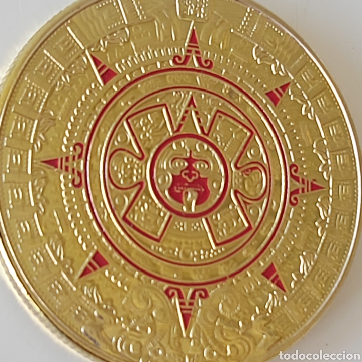 Trofeos y medallas: ESPECTACULAR MONEDA ORO CON EL CALENDARIO AZTECA. REF S1 M CG - Foto 3