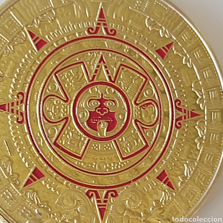 Trofeos y medallas: ESPECTACULAR MONEDA ORO CON EL CALENDARIO AZTECA. REF S1 M CG - Foto 1