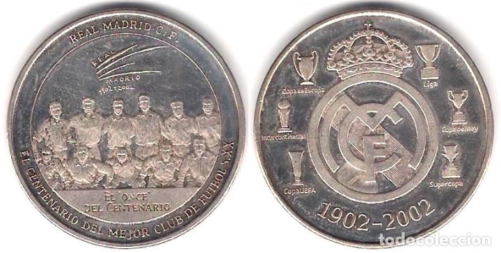 Trofeos y medallas: MEDALLA REAL MADRID CENTENARIO. 1902-2002. EL ONCE DEL CENTENARIO - Foto 1