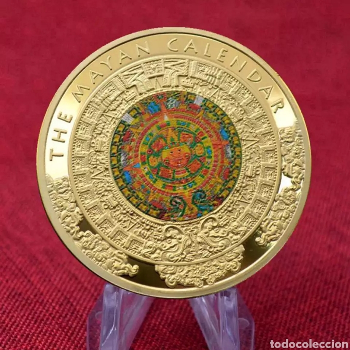 Trofeos y medallas: FANT&Aacute;STICA MONEDA DE ORO CON CALENDARIO MAYA. REF S2 M CI - Foto 1
