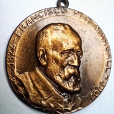 Trofeos y medallas: MEDALLA CONMEMORATIVA FRANCISO PI Y MARAGALL - 1824 - 1901 (Ø37MM/25GR) EBC+. Lote 364110111