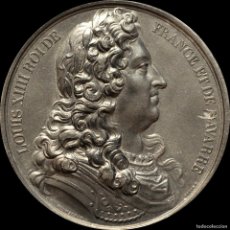 Trofeos y medallas: MEDALLA EN PLOMO LOUIS XIV REY DE FRANCIA Y DE NAVARRA (1643-1715) FIRMA CASQUE. Lote 338048063