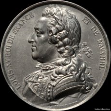 Trofeos y medallas: MEDALLA EN PLOMO LOUIS XV REY DE FRANCIA Y DE NAVARRA (1715-1774) FIRMA CASQUE. Lote 338048123