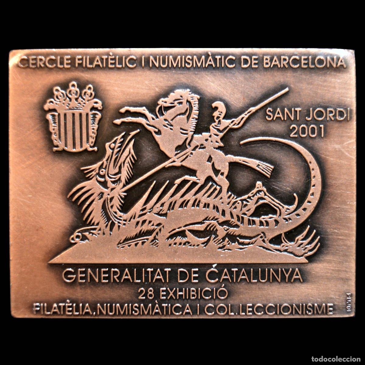 Trophies and Medals: MEDALLA EN BRONCE SANT JORDI 2001 NUMERADA 5,5X7CM