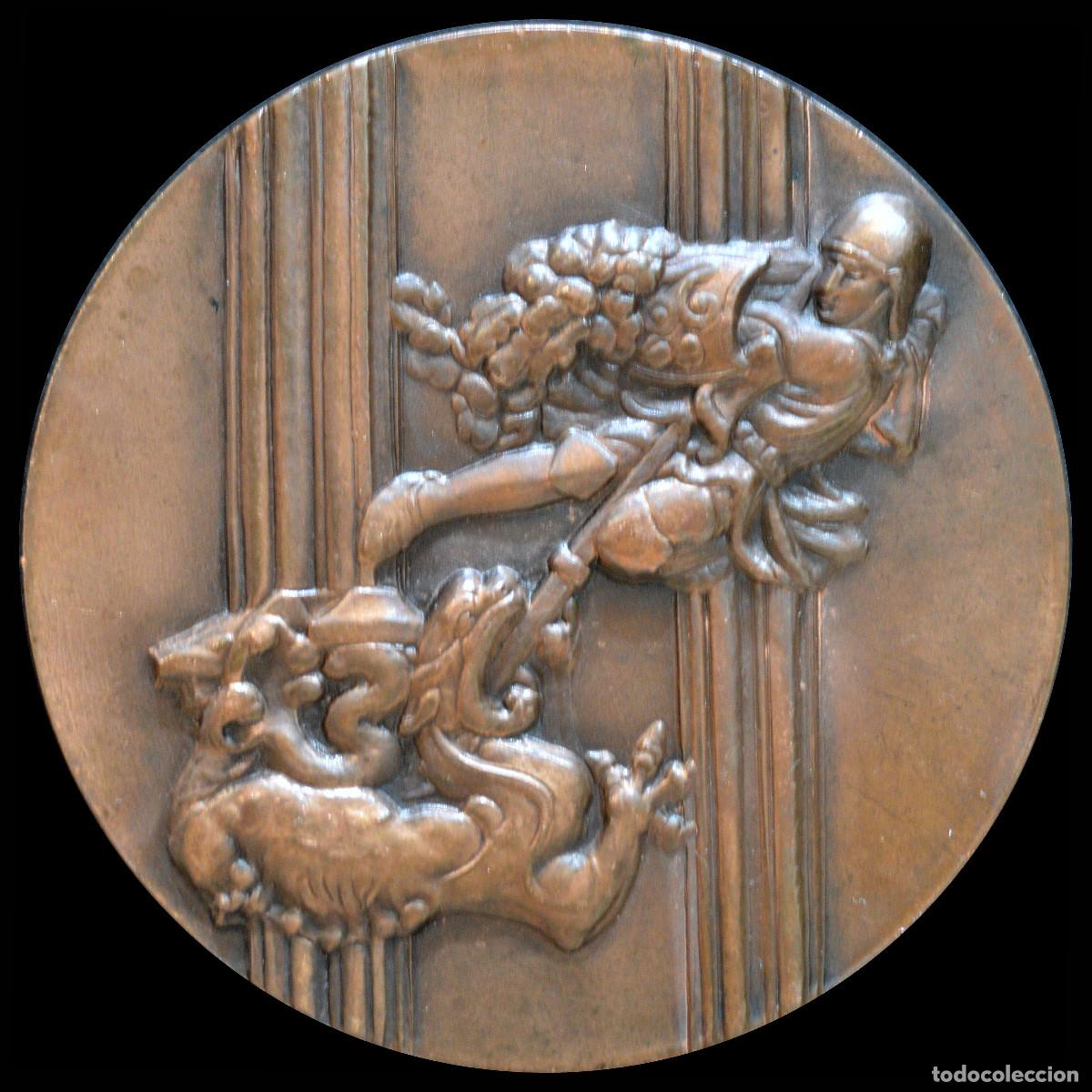 Trofei e Medaglie: MEDALLA EN BRONCE SANT JORDI 1984 NUMERADA 60MM