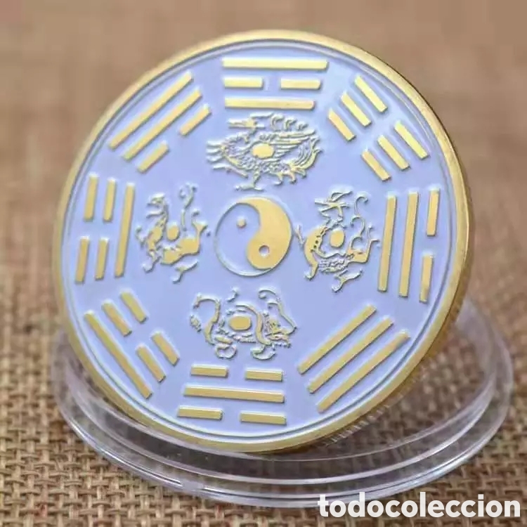 Trofeos y medallas: MAGN&Iacute;FICA MONEDA DE ORO CON DRAGON Y AVE FENIX. REF S1 M CG - Foto 2