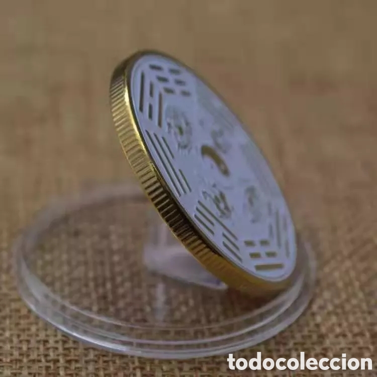 Trofeos y medallas: MAGN&Iacute;FICA MONEDA DE ORO CON DRAGON Y AVE FENIX. REF S1 M CG - Foto 3