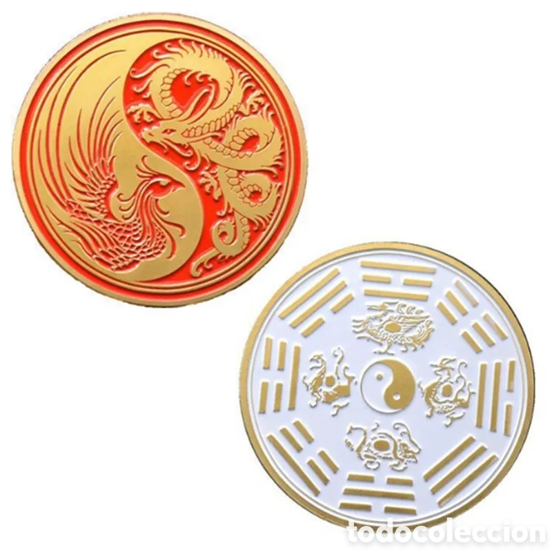 Trofeos y medallas: EXCLUSIVA MONEDA DE ORO CON DRAGON Y AVE FENIX. REF S3 M CGM - Foto 1
