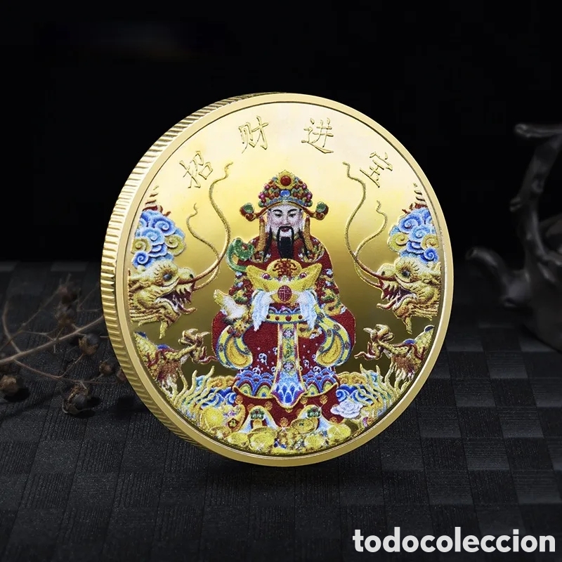 Trofeos y medallas: PRECIOSA MONEDA DE ORO CON EL DIOS DE LA RIQUEZA. REF S1 C MONEDAS 3 - Foto 2