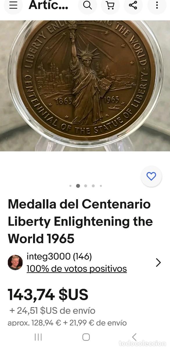 Trofeos y medallas: MEDALLA CENTENARIO ESTATUA LIBERTAD - Foto 10