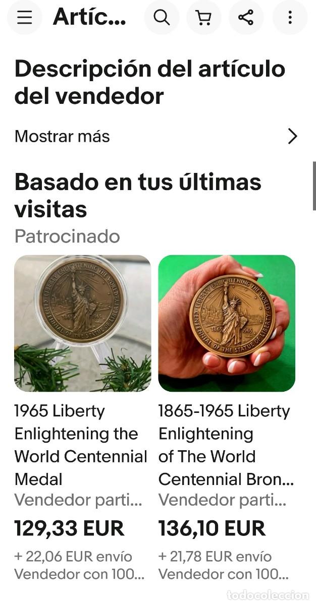 Trofeos y medallas: MEDALLA CENTENARIO ESTATUA LIBERTAD - Foto 11