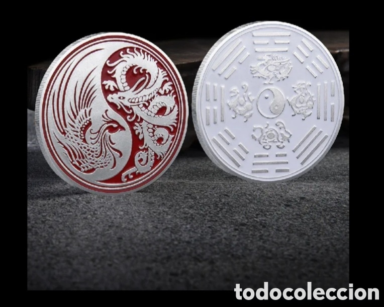 Trofeos y medallas: EXCLUSIVA MONEDA DE PLATA CON DRAGON Y AVE FENIX. REF S3 M CGM - Foto 2