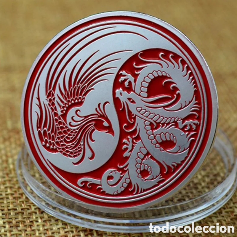 Trofeos y medallas: EXCLUSIVA MONEDA DE PLATA CON DRAGON Y AVE FENIX. REF S3 M CGM - Foto 1