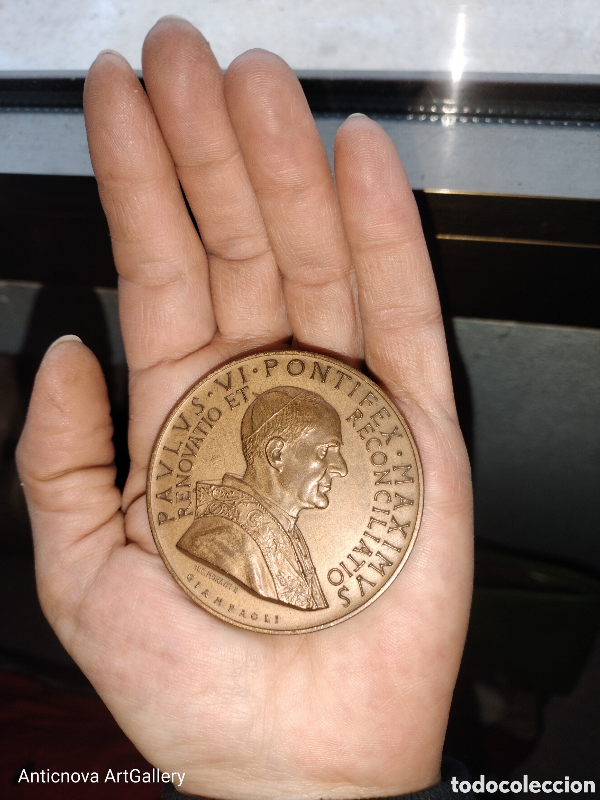 Trofeos y medallas: Medalla Pablo VI pagani 6cm - Foto 3