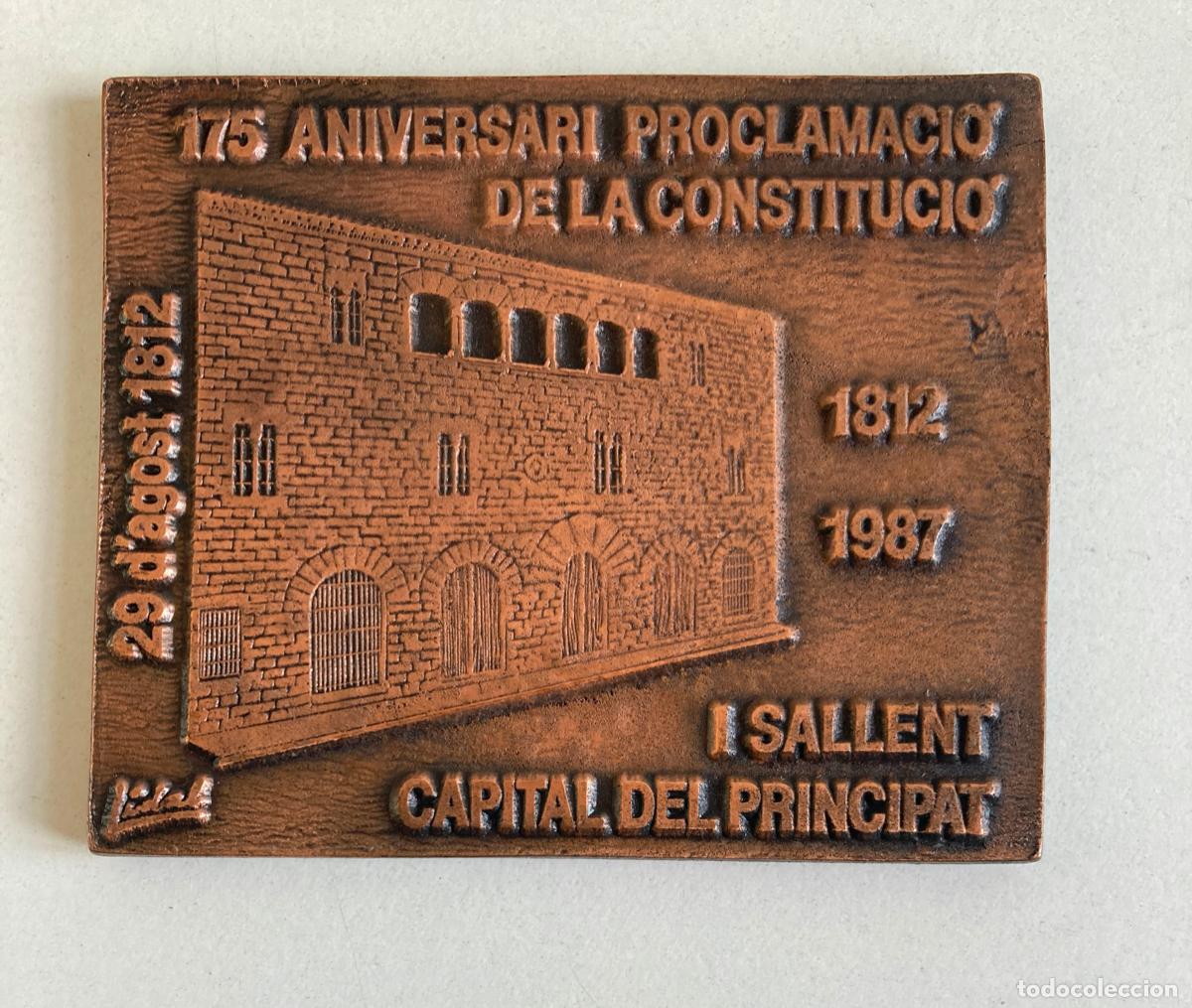 Trofeos y medallas: 175 ANIVERSARI PROCLAMACI&Oacute; DE LA CONSTITUCI&Oacute; - SALLENT 1987 - Foto 2